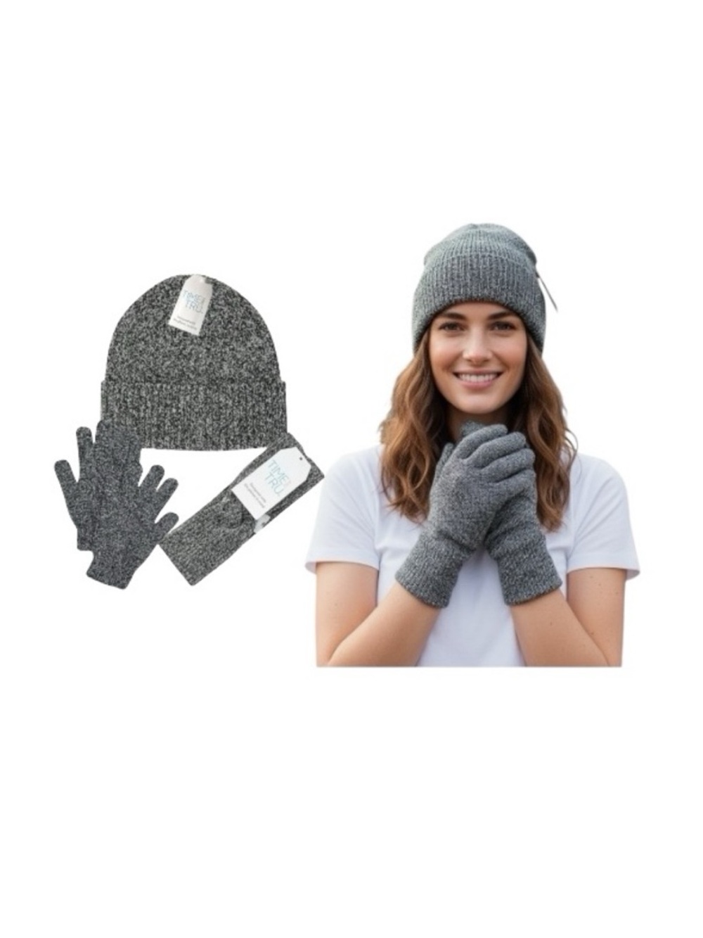 Time And Tru Coordinate Beanie, Headwrap And Gloves